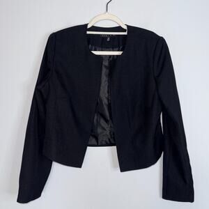 Tiana B Womens Open Front Blazer Size 12 Black Short Structured Business Office